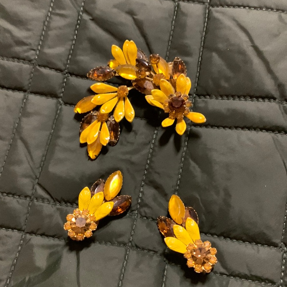 A very old pen and earrings. At least 70 years old in good condition.